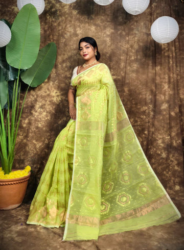 Puja Special All Body Mina Zari Work Jamdani Saree