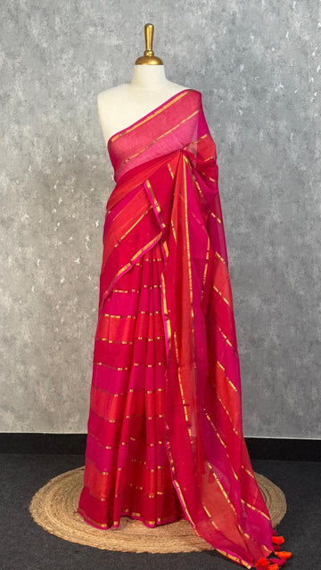 Rani Pink Pure Cotton Saree