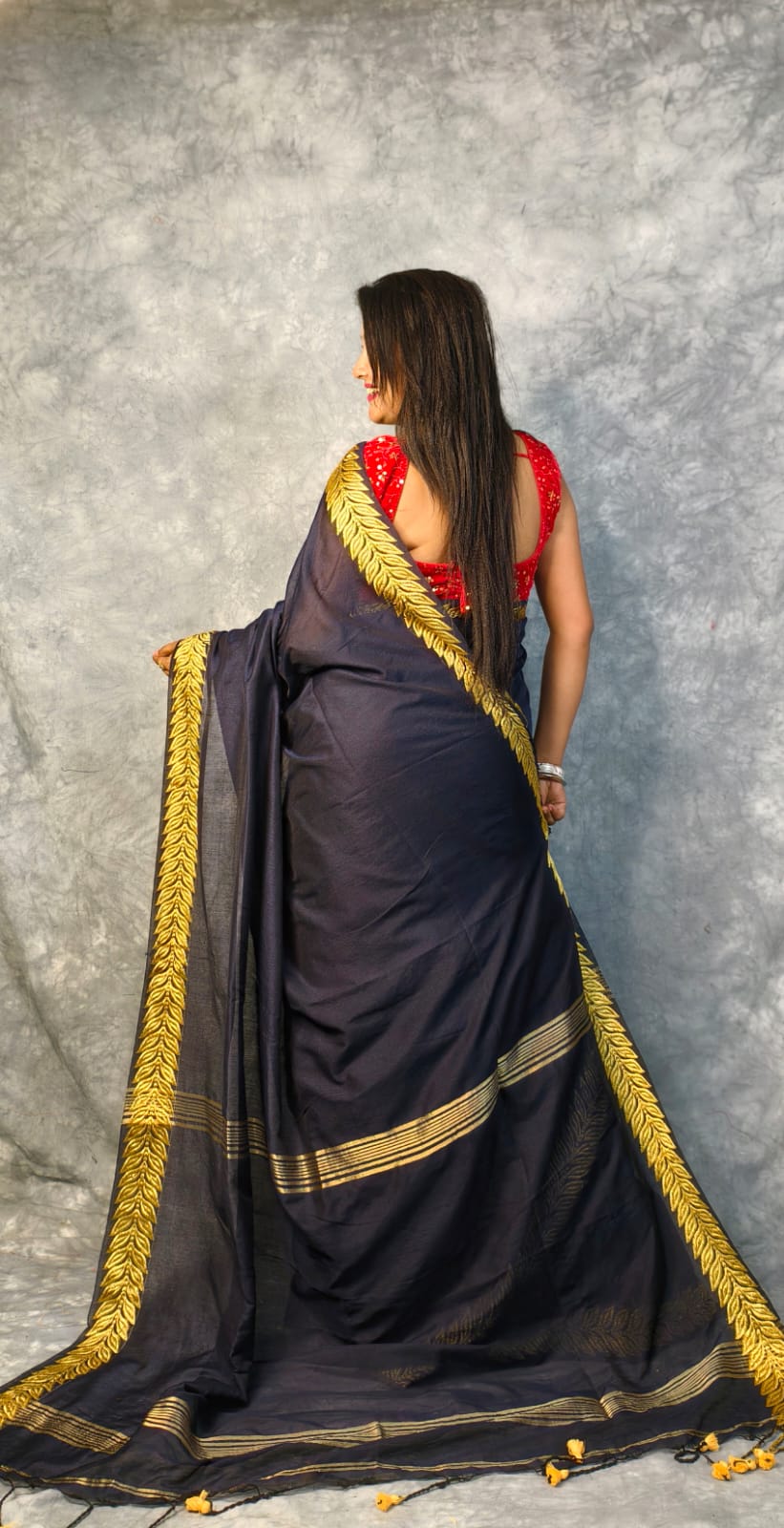 Exclusive Black Border Pure Cotton Saree