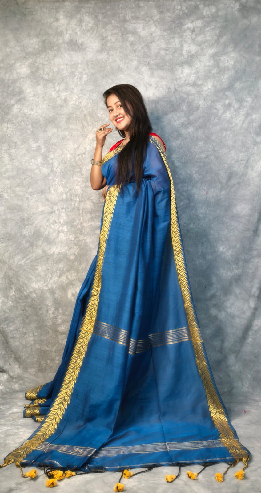 Exclusive Blue Border Pure Cotton Saree