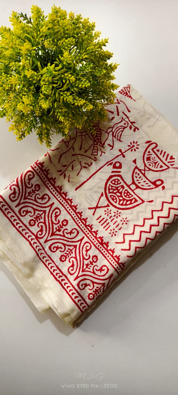 Semi Tussar Premium Printed Saree
