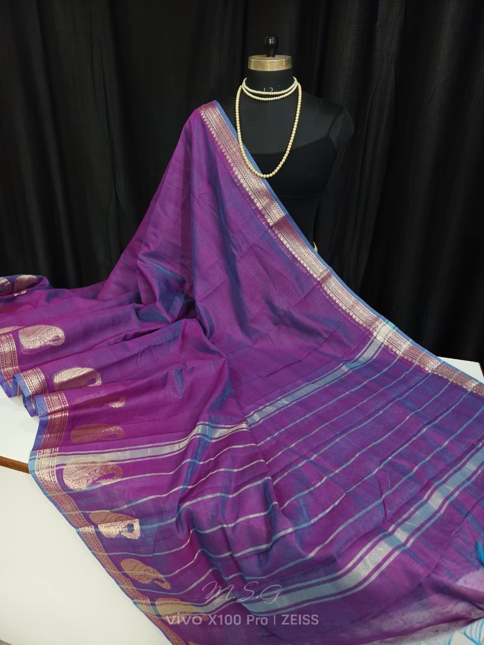 Soft Muga Cotton with Timeless Mongolgiri Border Saree