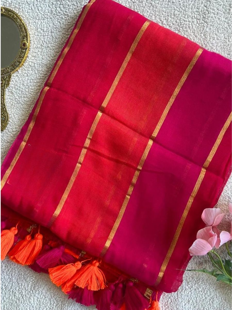 Rani Pink Pure Cotton Saree