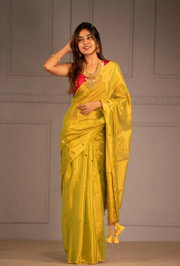 Mustard yellow handloom saree